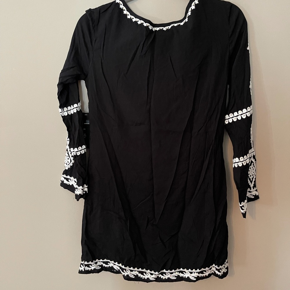 Black Embroidered Tunic Dress with Sequin Detail - Picture 6 of 7